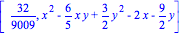 [32/9009, x^2-6/5*x*y+3/2*y^2-2*x-9/2*y]